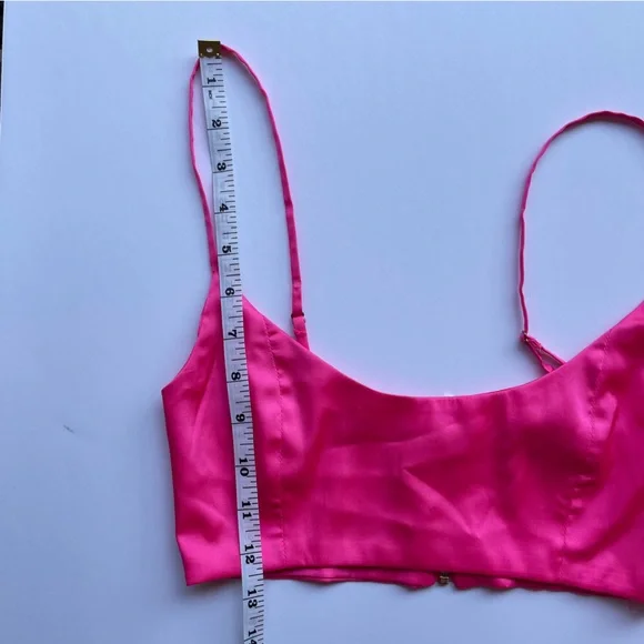 Oh Polly Sleek Satin Crop Top Bra Fairycore Glam Hot Pink size 2 US - Picture 5 of 7